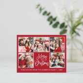 Modern Fun Calligraphy Red 5 Briefkaart (Staand voorkant)