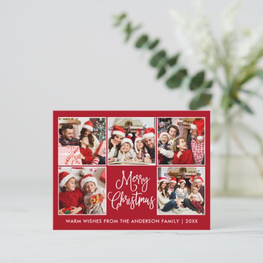 Modern Fun Calligraphy Red 5 Briefkaart (Staand voorkant)