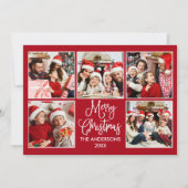 Modern Fun Calligraphy Red 5 Feestdagenkaart (Voorkant)