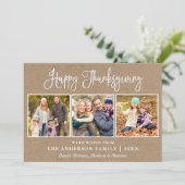 Modern Fun Calligraphy Thanksgiving 3 Photo Kraft Feestdagenkaart (Staand voorkant)