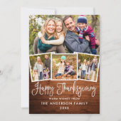 Modern Fun Calligraphy Thanksgiving 4 Foto Feestdagenkaart (Voorkant)