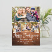 Modern Fun Calligraphy Thanksgiving 4 Foto Feestdagenkaart (Staand voorkant)