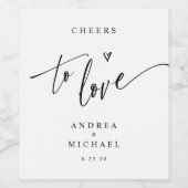 Modern Fun Casual handschrift Heart Wedding Wijn Etiket (Enkel label)