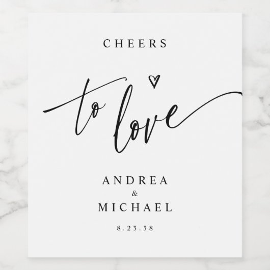 Modern Fun Casual handschrift Heart Wedding Wijn Etiket (Enkel label)