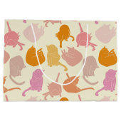 Modern Fun Cat Pattern Roze Sinaasappel Perzik Groot Cadeauzakje (Achterkant)