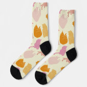 Modern Fun Cat Pattern Roze Sinaasappel Sokken (Links)