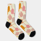 Modern Fun Cat Pattern Roze Sinaasappel Sokken (Rechts)
