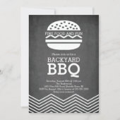 Modern Fun Chalkboard Chevron Barbecue Party Kaart (Voorkant)