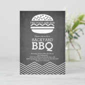 Modern Fun Chalkboard Chevron Barbecue Party Kaart (Staand voorkant)