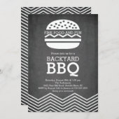 Modern Fun Chalkboard Chevron Barbecue Party Kaart (Voorkant / Achterkant)