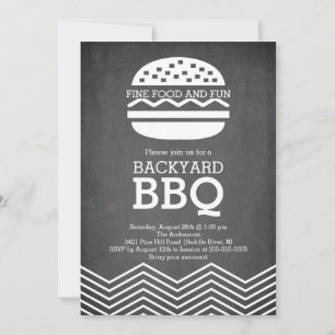 Modern Fun Chalkboard Chevron Barbecue Party Kaart