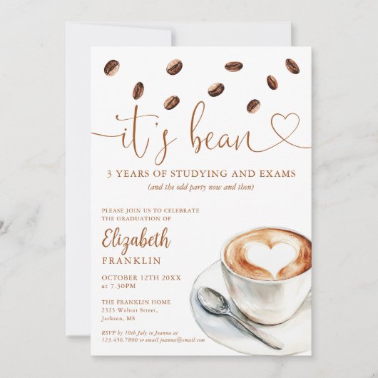 Modern Fun Coffee Themed Graduation Party Kaart (Voorkant)