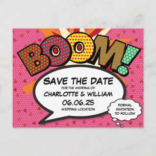 Modern Fun Colorful BOOM Save the Date Aankondigingskaart