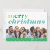 Modern Fun Colorful Merry 2 Foto Feestdagenkaart (Voorkant)