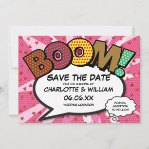 Modern Fun Comic Book BOOM Roze Hartjes Save The Date