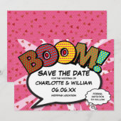 Modern Fun Comic Book BOOM Roze Hartjes Save The Date (Voorkant / Achterkant)