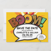 Modern Fun Comic Book Bruiloft Save The Date (Voorkant)