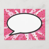 Modern Fun Comic Book KAPOW Roze Save the Date Briefkaart (Achterkant)