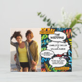 Modern Fun Comic Book Photo All in Wedding Kaart (Staand voorkant)