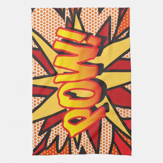 Modern Fun Comic Book Pop Art POW Theedoek (Verticaal)