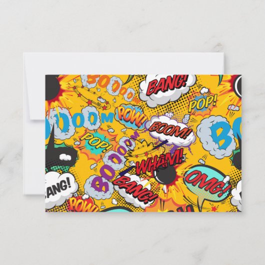 Modern Fun Comic Book Pop Kunst RSVP Kaartje (Achterkant)