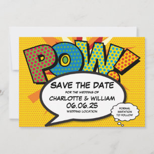 Modern Fun Comic Book Pow Bruiloft Save The Date