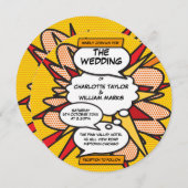 Modern Fun Comic Book Wedding Kaart (Voorkant / Achterkant)