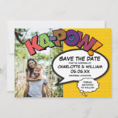 Modern Fun Comic KAPOW-foto Save The Date (Voorkant)