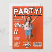 Modern Fun Cool White Black 11th Bday Tabloid News Kaart (Voorkant)