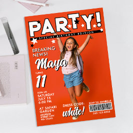 Modern Fun Cool White Black 11th Bday Tabloid News Kaart