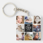 Modern Fun Dad 8 Photo Collage Keepomwille Sleutelhanger (Voorkant)