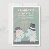 Modern Fun Dinosaur Bride Groom Wedding Kaart (Voorkant)