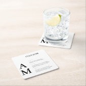 Modern Fun Facts Bold Zwart Initialen Bruiloft Kartonnen Onderzetters (Insitu)