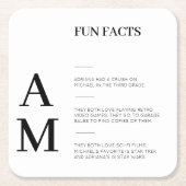 Modern Fun Facts Bold Zwart Initialen Bruiloft Kartonnen Onderzetters (Voorkant)