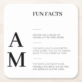 Modern Fun Facts Bold Zwart Initialen Bruiloft Kartonnen Onderzetters