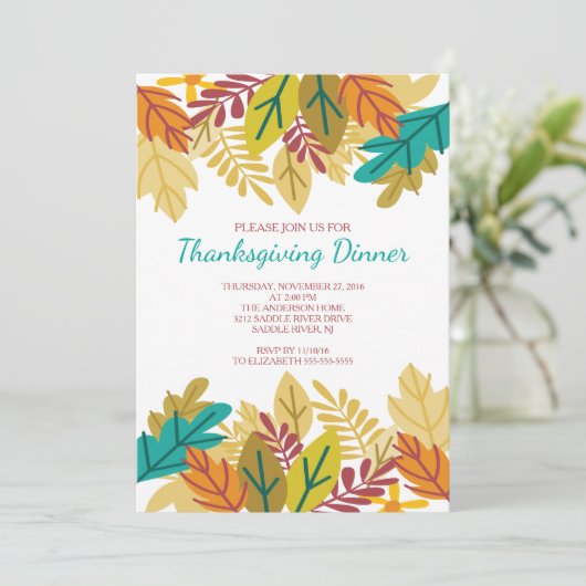 Modern Fun Fall laat Thanksgiving eten Kaart (Staand voorkant)