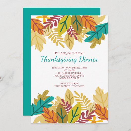 Modern Fun Fall laat Thanksgiving eten Kaart (Voorkant / Achterkant)