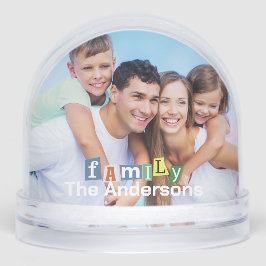 Modern Fun Family Typography Photo with Name  Sneeuwbol