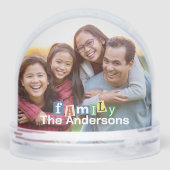 Modern Fun Family Typography Photo with Name Sneeuwbol (Achterkant)