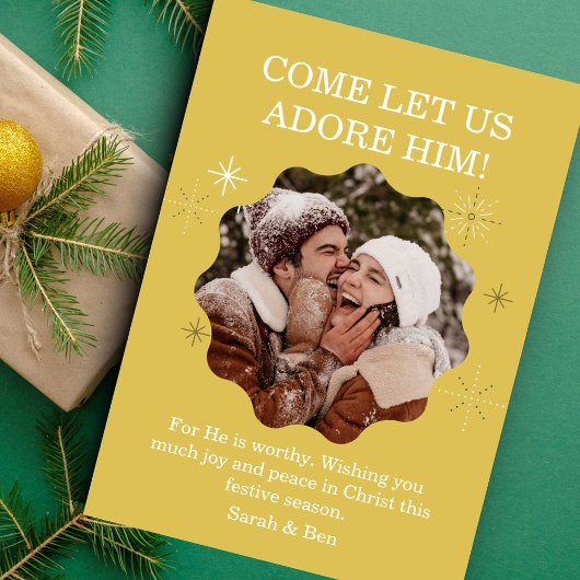 Modern Fun Feestelijk Geloof Foto Seizoenen Groete Feestdagenkaart