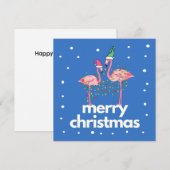 Modern Fun Flamingo Merry Christmas Flat Kaart (Voorkant / Achterkant)
