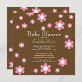 Modern & Fun Flowers Floral Baby shower Kaart (Voorkant / Achterkant)