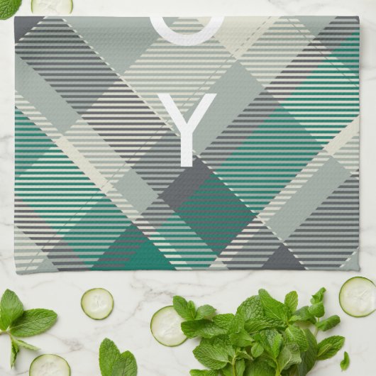 Modern Fun Gingham Pset Merry Kerstfeestdag Theedoek (Gevouwen)