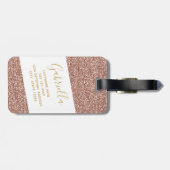 Modern Fun Girly Roos Gold Pink Glitter Travel ID Bagagelabel (Achterkant horizontaal)