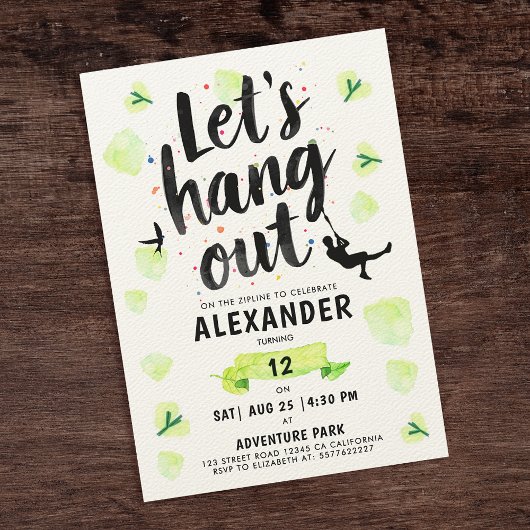 Modern Fun Green Zipline Adventure Brush Script Kaart