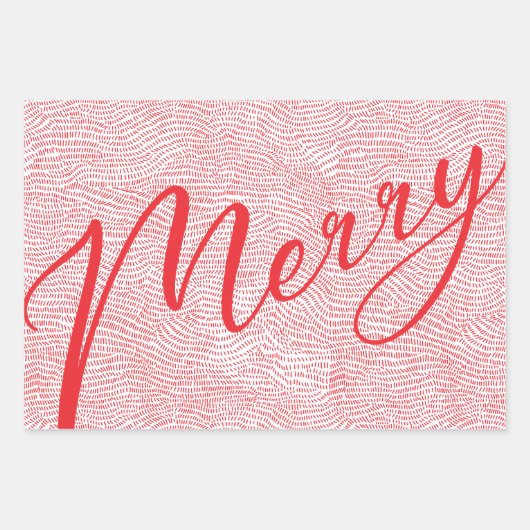 Modern Fun Hand Drawn Merry Kerstfeestdag Inpakpapier Vel (Voorkant 2)