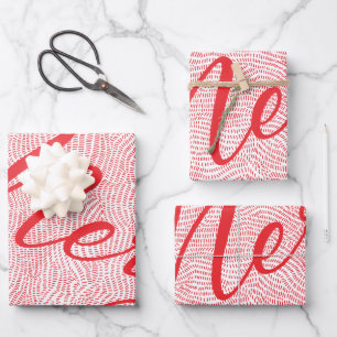 Modern Fun Hand Drawn Merry Kerstfeestdag Inpakpapier Vel