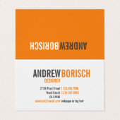 Modern Fun, helder Oranje wit contemmodern gevouwe Visitekaartje (Buitenkant ongevouwen)