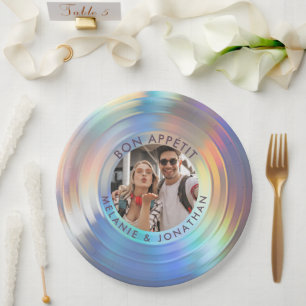 Modern Fun Holographic Bon Appetit Custom Wedding Papieren Bordje