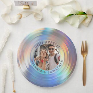Modern Fun Holographic Bon Appetit Custom Wedding Papieren Bordje
